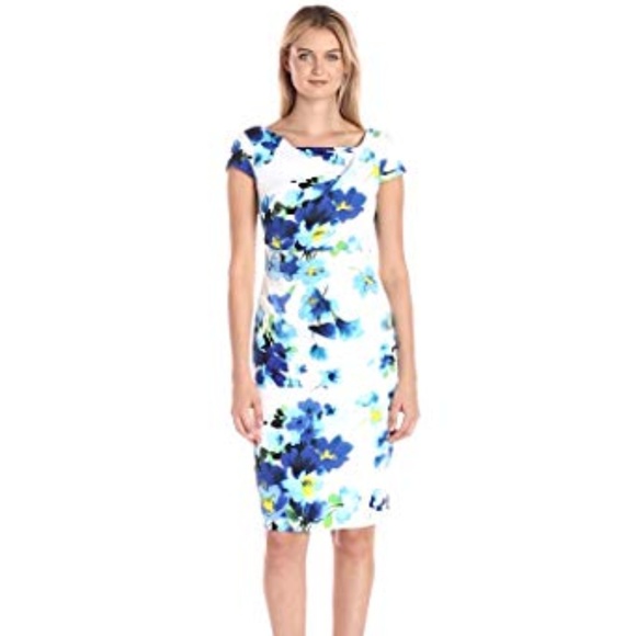 adrianna papell blue floral dress